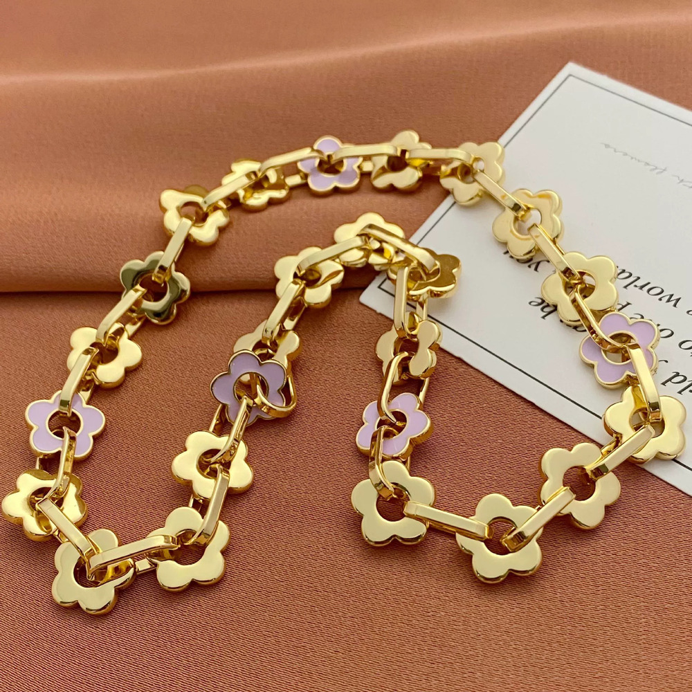 Tory Burch Metal Floral Inlay Pendant Necklace